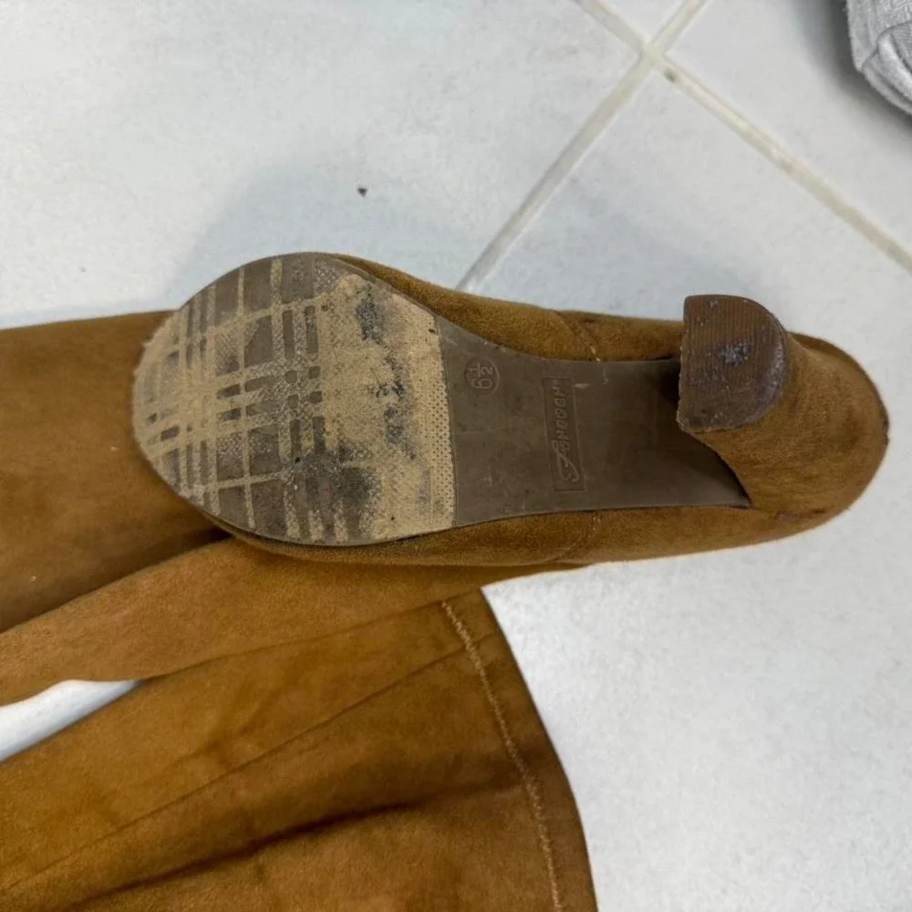 Tan suede over the knee high heel boots‎ boots -Size 6.5